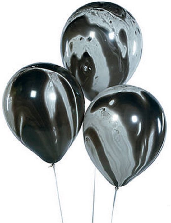 24 ballonnen - zwart marmer - opgeblazen ongeveer 28 cm - helium of lucht