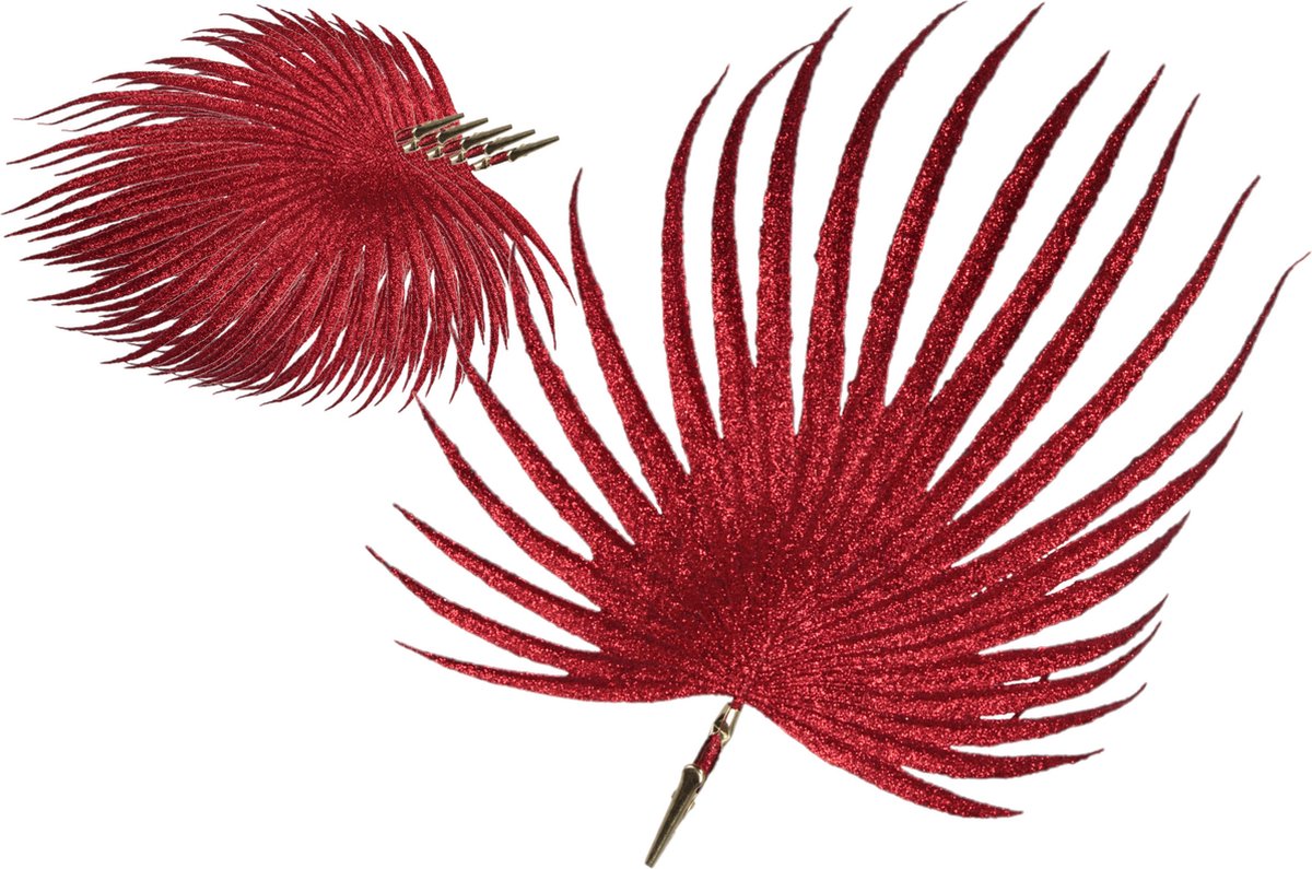 Othmar Decorations kerstdecoratie bladeren 12x-rood 27 cm glitter