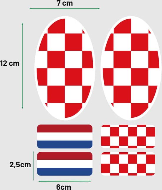Noord-Brabantse vlag stickers auto – Set met 6 autostickers
