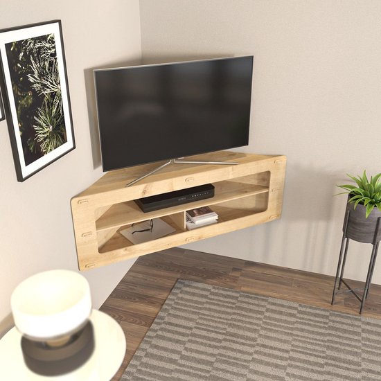 Meuble TV d'angle flottant - Bois de chêne - Design scandinave - Gain de  place idéal | bol.com