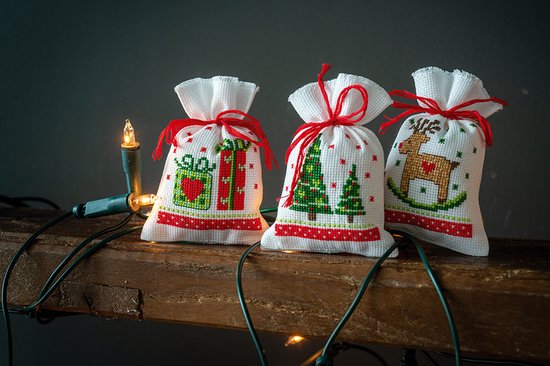 Vervaco - Kruidenzakje kit Kerstmotiefjes set van 3 - PN-0188100