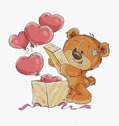 Luca-S Teddy Bear Heart Balloons borduren (pakket)