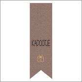 Sticker - "KADOOTJE" - Etiket - Vaantje - 85x25mm - Bruin/Zwart/Goud - Hoogwaardige Kwaliteit - Sluitzegel - Inpak Sticker