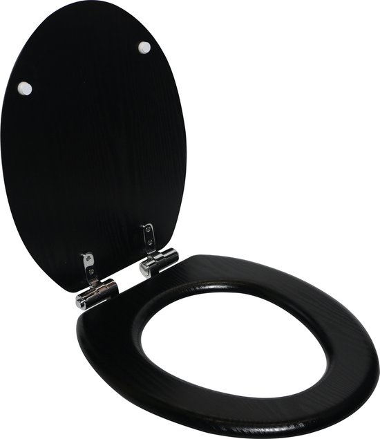 SENSEA - Ovale toiletzitting - Zwart gebeitst teak - Valbeveiliging - PURITY