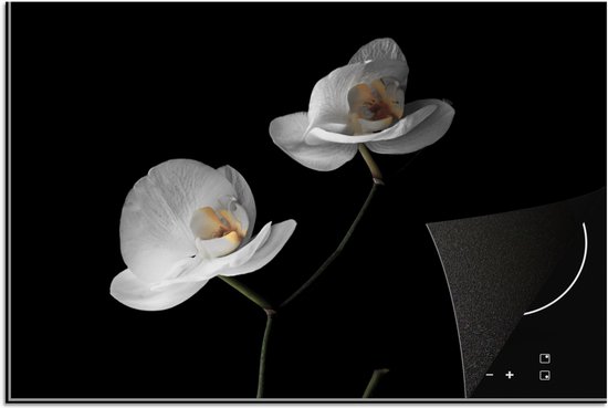 Inductie beschermer - Bloemen - Orchidee - Wit - Stilleven - Inductie kookplaat - Inductie fornuis - Inductie beschermingsmat - 77x51 cm - Keuken decoratie - Inductie protector - Keuken accessoires