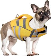 Gilet de sauvetage pour chien, gilet de sauvetage, maillot de bain, gilet de sauvetage pour chien avec bandes réfléchissantes, réglable et ripstop Gilet de sauvetage pour chien à haute flottabilité pour chiens de petite à moyenne taille (XXL, jaune)