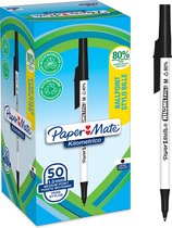 Paper Mate Kilometrico-balpennen | Lange schrijfduur met mediumpunt (1,0mm) | Zwarte inkt | 80% gerecycled plastic | 50 stuks