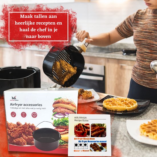 Fentic Airfryer Accessoires - Geschikt voor Airfryer XL en XXL - Met  Siliconen Airfryer mand - ⌀ 20cm