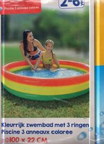 Zwembad - Rond - 3 ringen - Kleurrijk - 100 x 22 cm - Opblaasbaar - 3 kleuren - 2-6 jaar
