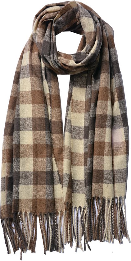 Juleeze Wintersjaal Dames 68x180 cm Bruin Beige Ruit Sjaal