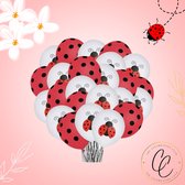 Ballonnen - lieveheersbeestjes - rood - wit - kinderfeestje - geboorte - partijtje - feest - set van 6