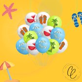 Ballonnen - strandfeest - strand - slippers - meloen - palm - themafeest - set van 6