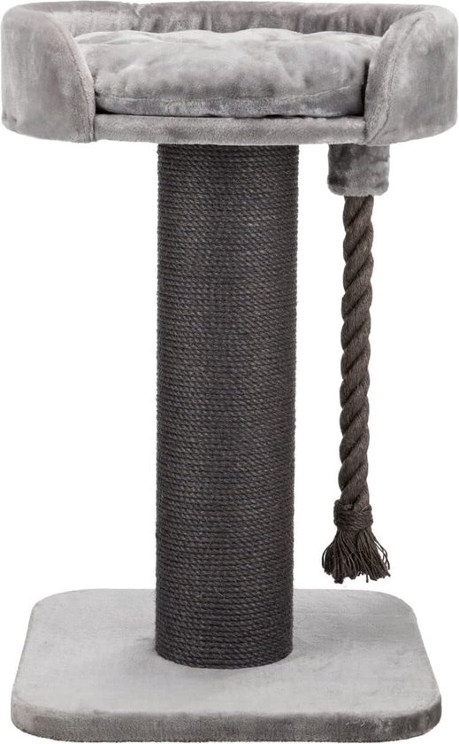 Krabpaal 86 Cm, Middelgrote Kattenkrabpaal Met 3 Ligvlakken En Grot Kattenboom Van Mdf Met Houtfineer Sisalstam Wasbare Kussens Van Pluche Grijs Wit Pct070g01