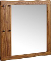 Rootz Wandspiegel - Design Boomrand Gangspiegel - Moderne Hangspiegel met Haken - Grote Wandspiegel - Massief Sheeshamhout - 80x80x3 cm