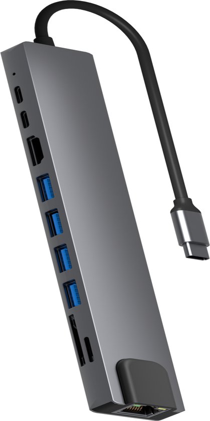 Rolio USB C Hub - 10 in 1 Hub - 1x HDMI 4K - 1x Ethernet - 2x USB-C - 4x USB-A - 2x Kaartlezer - Docking Station - Universeel