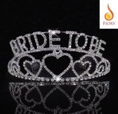Fiory Tiara BRIDE TO BE | Tiara met strass steentjes| Kroontje| vrijgezelle | huwelijk | bruid  | Haarsieraad met steentjes| volwassenen en kinderen| zilver BRIDE TO BE