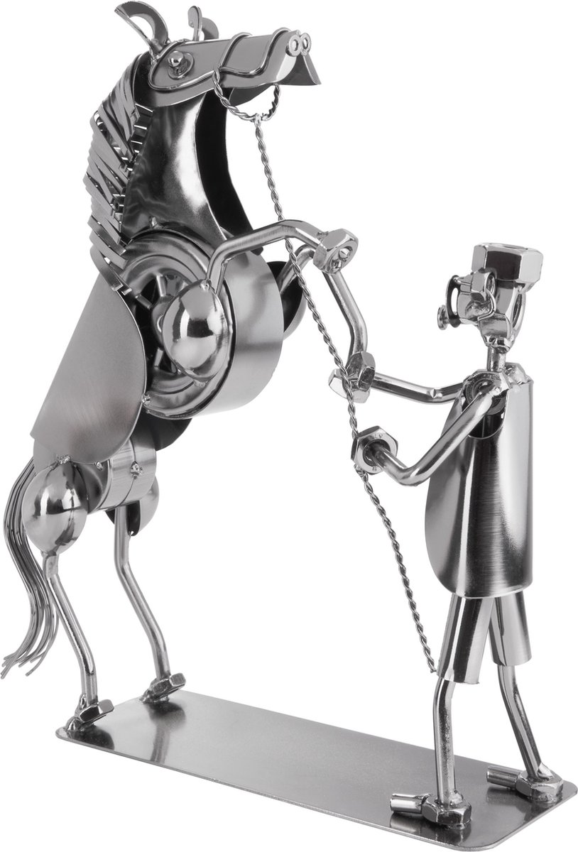 BRUBAKER Schroef Man Paard Op Twee Benen - Handgemaakte IJzer Figuur Metalen Man - Metalen Figuur Cadeau voor Paarden Ruiters, Ruiters, Fokkers en Paarden Liefhebbers
