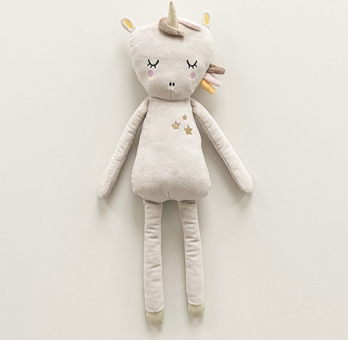 Petite Amélie Pluche knuffel - Eenhoorn Lara - 50 cm lang - Velvet - Beige