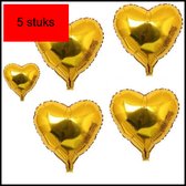 CHPN - "5 Gouden Hartjes Ballonnen - 45cm | Folie Ballonnen Set voor Valentijnsdag | Helium Ballonnen | Party Feest Decoratie | Romantische Versiering"