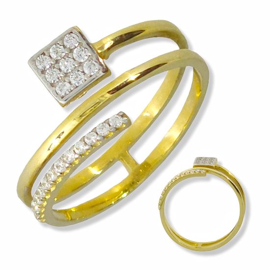 Ring 14 karaat goud transparante Swarovski ® zirkonia model 259 - Schitterende Ringen.nl