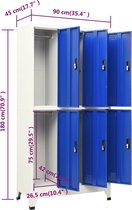 vidaXL - Lockerkast - 90x45x180 - cm - staal - grijs - en - blauw