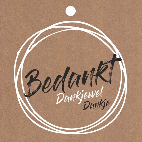 Cartes de Fleurs de Luxe - Cartes de vœux - Carte Cadeau - Marron - Merci - 7x7cm - 20 Pièces - Avec Perçage