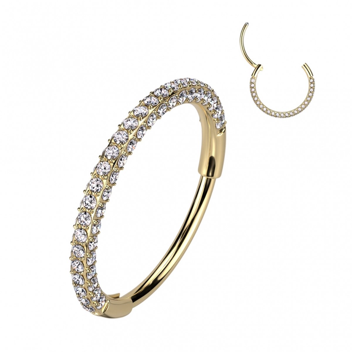 Piercing titanium ringetje rondom steentjes 0.8x10- goud - LMPiercings