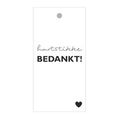 Luxe Bloemenkaartje - Wenskaartje - Cadeaukaart - Wit - Bedankt - Met boorgaatje - 20 Stuks
