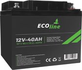 EcoLine - AGM 12V 40AH - 40000mAh VRLA Batterij - 197 x 165 x 175 - Deep Cycle Accu.