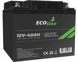 EcoLine - AGM 12V 40AH - 40000mAh VRLA Batterij - 197 x 165 x 175 - Deep Cycle Accu.