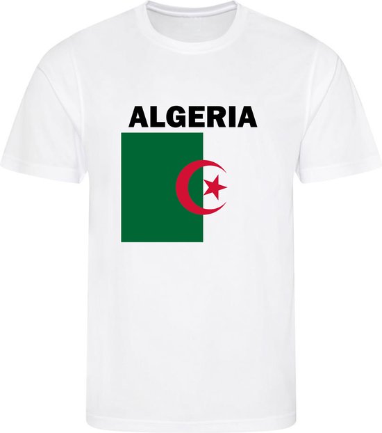 Algerije - Algeria - Al-Jazā'ir - T-shirt Wit - Voetbalshirt - Maat: 158/164 (XL) - 12 - 13 jaar - Landen shirts