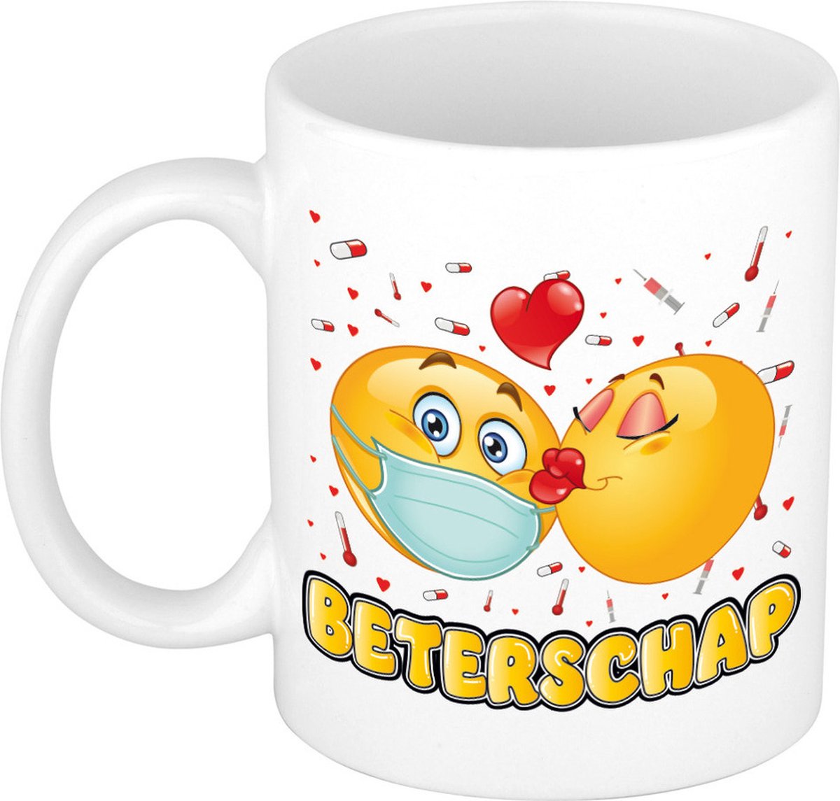 Bellatio Decorations beterschap cadeau mok - keramiek - 300 ml - dikke kus