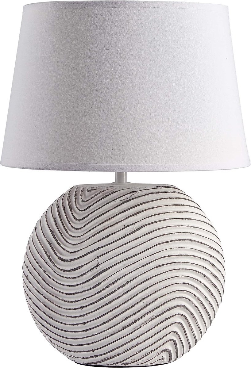 BRUBAKER Tafellamp of bedlamp - Zen Garden Wit - Lampvoet van keramiek in tweekleurige matte afwerking - 38 cm hoog