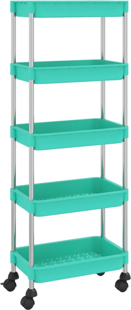 vidaXL Keukentrolley 5-laags 42x29x128 cm ijzer en ABS turquoise