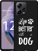 Cazy Case Zwart pour Xiaomi Redmi Note 12 Pro+ 5G La Life est meilleure avec un chien Wit