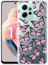 Cazy Hoesje geschikt voor Xiaomi Redmi Note 12 4G Roze Vlinders