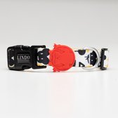 Lindo Dogs - Bain Mouse - Collier de Luxe pour chien - Rouge/ Wit - S - (30 - 44 cm x 1,5 cm)