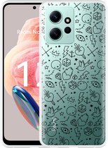 Cazy Hoesje geschikt voor Xiaomi Redmi Note 12 4G Tattoo Zwart