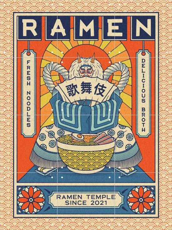 IXXI Ramen Temple Kabuki - Wanddecoratie - Eten en Drinken - 60 x 80 cm