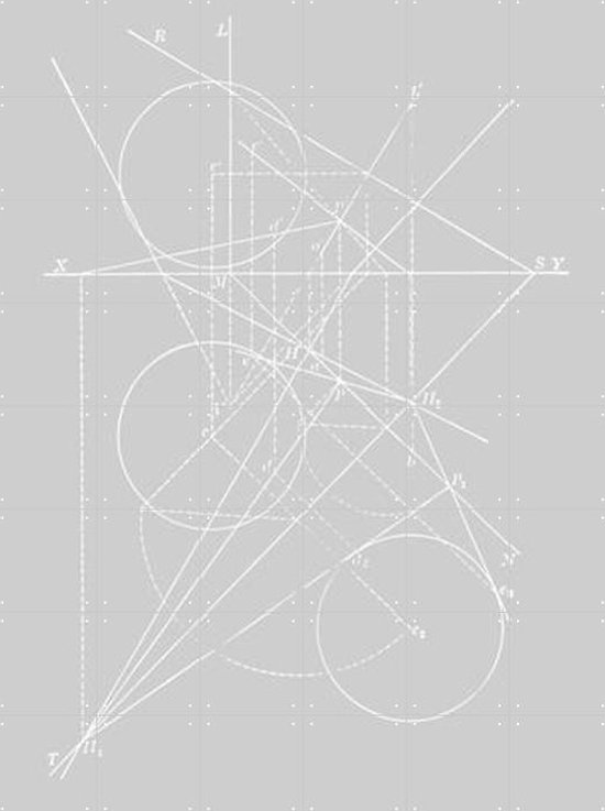IXXI Compases Grey - Wanddecoratie - Line art - 120 x 160 cm