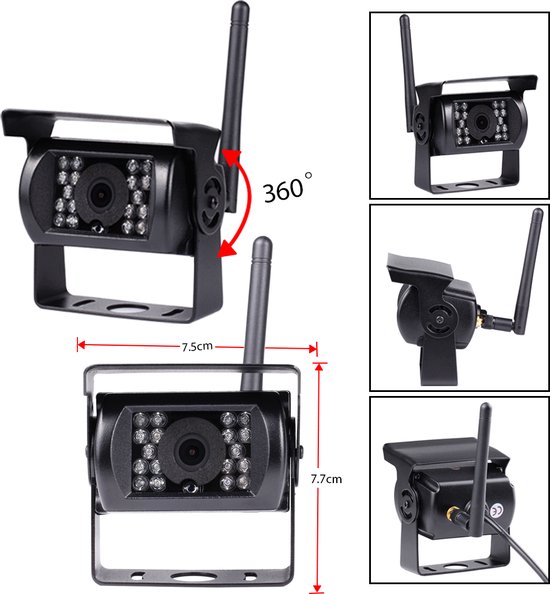 Caméra de recul avec Dashcam Set Sans Fil - Écran 7 - 18LED