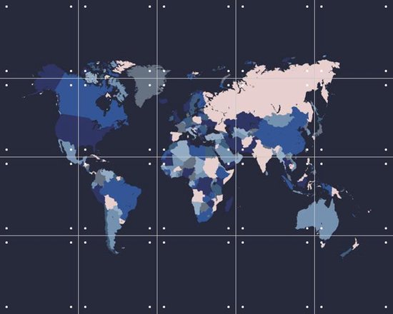 IXXI World Map Mosaic Navy - Wanddecoratie - Abstract - 100 x 80 cm