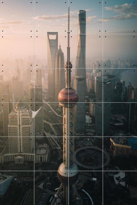 IXXI Aerial Shot Shanghai China - Wanddecoratie - Fotografie - 80 x 120 cm