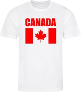 WK - Canada - T-shirt Wit - Voetbalshirt - Maat: 146/152 (L) - 11-12 jaar - Landen shirts