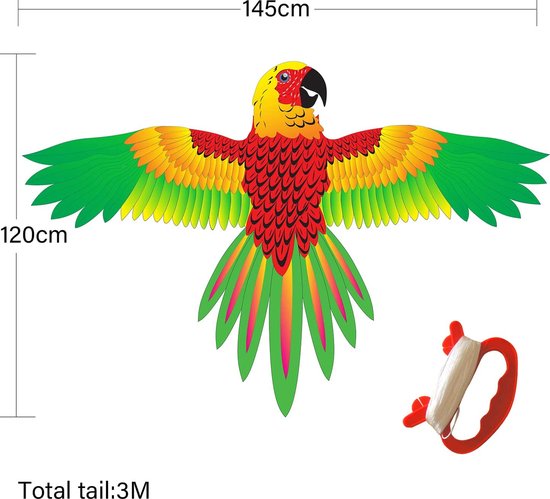 VIKY® Drakenvlieger Voor Kinderen - Regenboogkleuren Met 30m Touw En Staarten