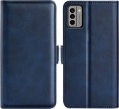 Nokia G22 Hoesje - MobyDefend Luxe Wallet Book Case (Sluiting Zijkant) - Blauw - GSM Hoesje - Telefoonhoesje Geschikt Voor Nokia G22