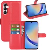 Samsung Galaxy A34 Hoesje - MobyDefend Kunstleren Wallet Book Case (Sluiting Voorkant) - Rood - GSM Hoesje - Telefoonhoesje Geschikt Voor Samsung Galaxy A34