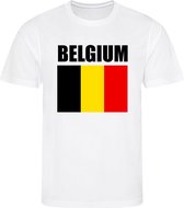 WK - Belgie - Belgium - Belgique - T-shirt Wit - Voetbalshirt - Maat: 146/152 (L) - 11-12 jaar - Landen shirts