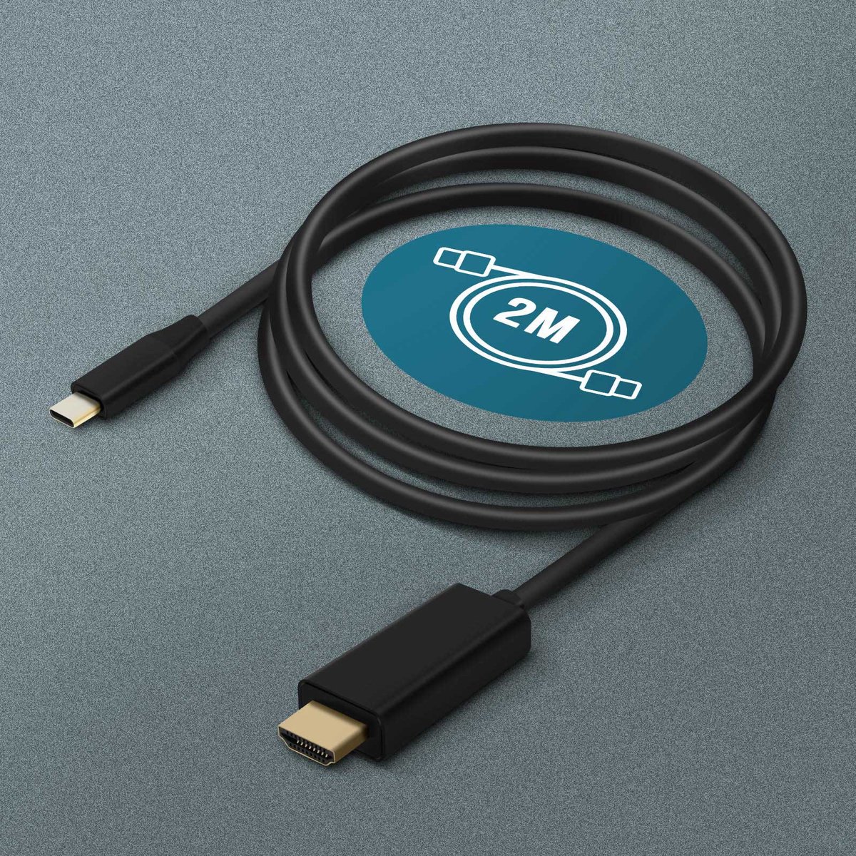 Câble USB-C vers HDMI 2.0 Ultra HD 4K, Full HD / 3D Haute vitesse 2m iHower  Noir