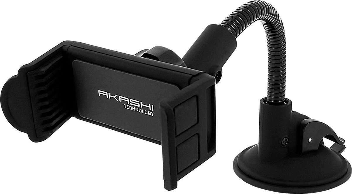 Smartphone standaard Zuignap voorruit Uitschuifbare Veer Akashi - Zwart